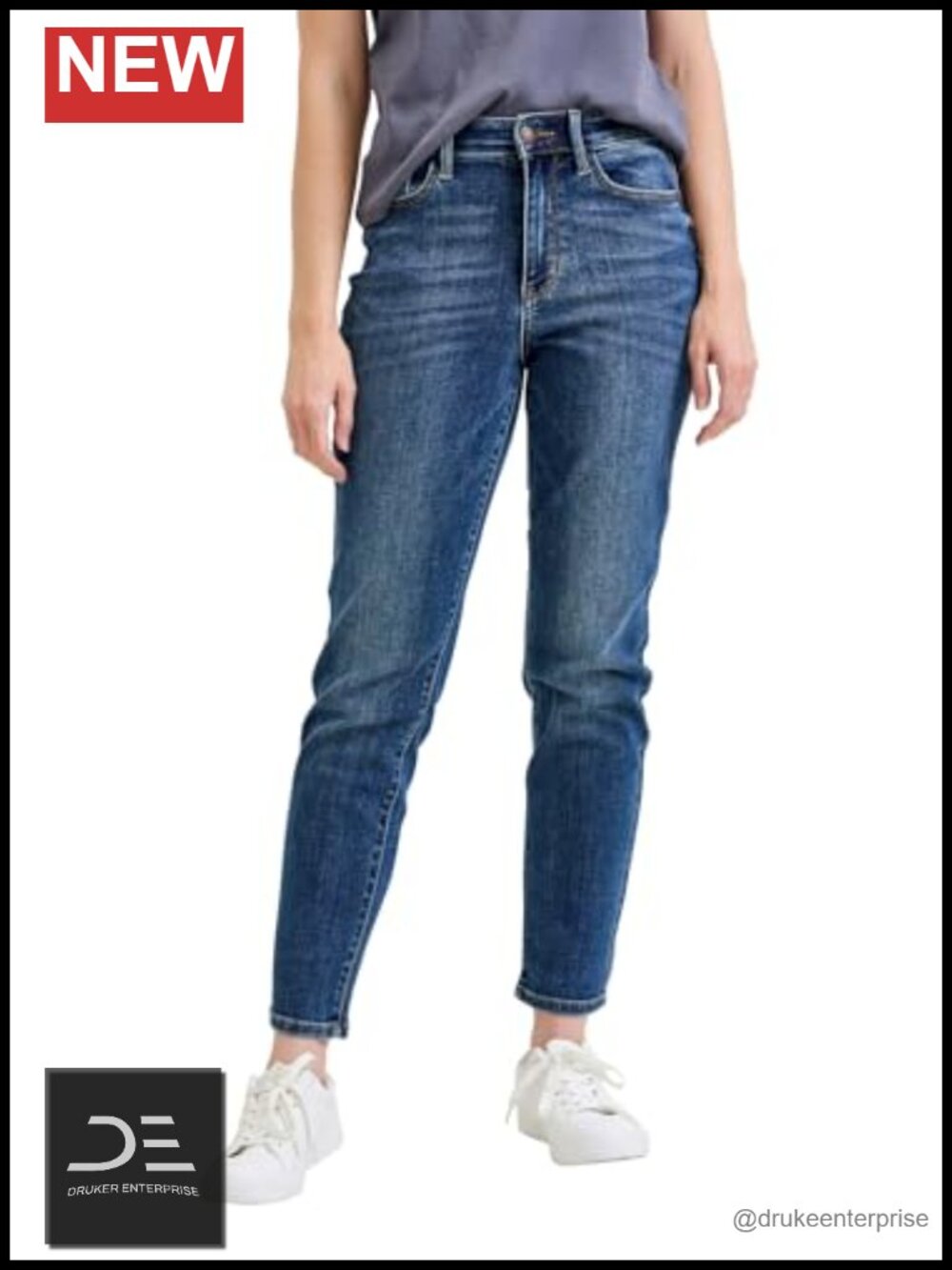 High Rise Slim Fit Jeans with Shield Back Pocket